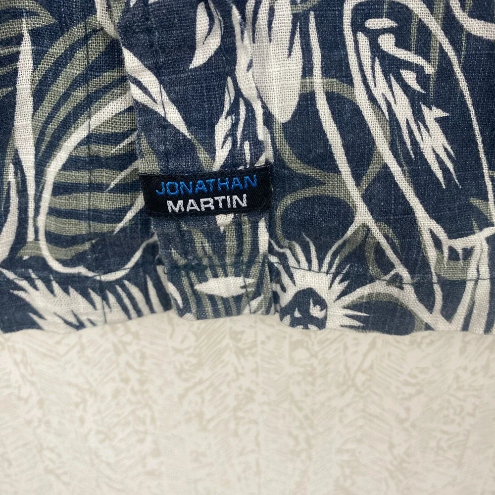 Jonathan Martin Mens‎ Blue Floral Hawaiian Casual Classic Preppy Shirt Size XL